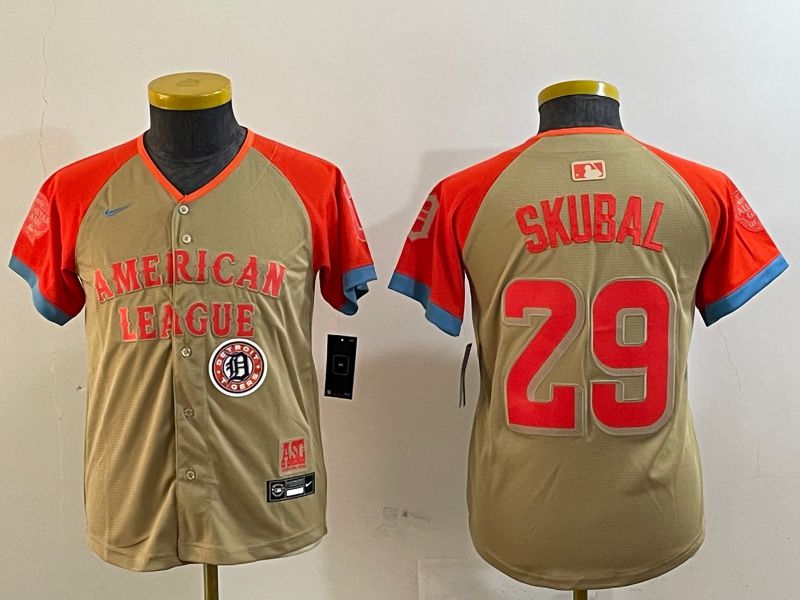 Youth Detroit Tigers #29 Skubal Brown All star 2024 Nike MLB Jersey style 4->youth mlb jersey->Youth Jersey
